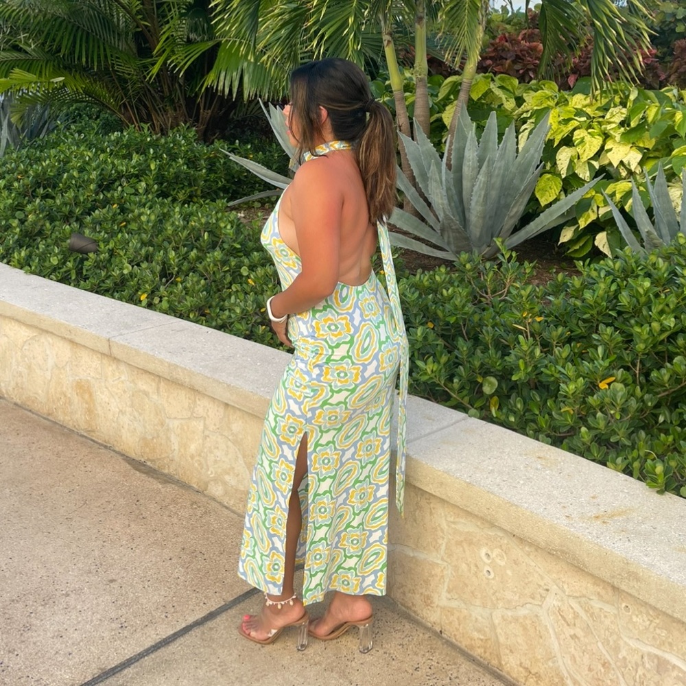 Zara Multicolor Halter Maxi Dress